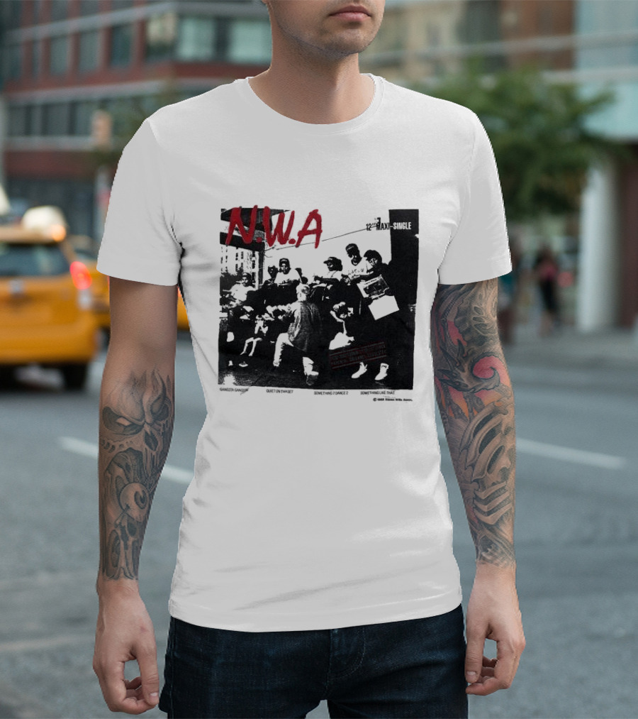 N.W.A 1988 Gangsta Gangsta Maxi-Single 12 Inch Quiet on Tha Set Compton Rap Music T-Shirt
