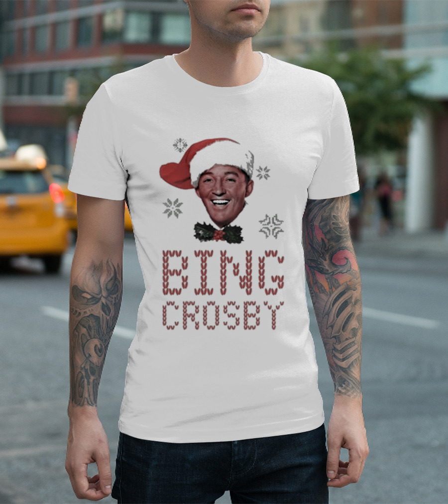 Bing Crosby Jolly Christmas Santa Hat Smiling Face T-Shirt