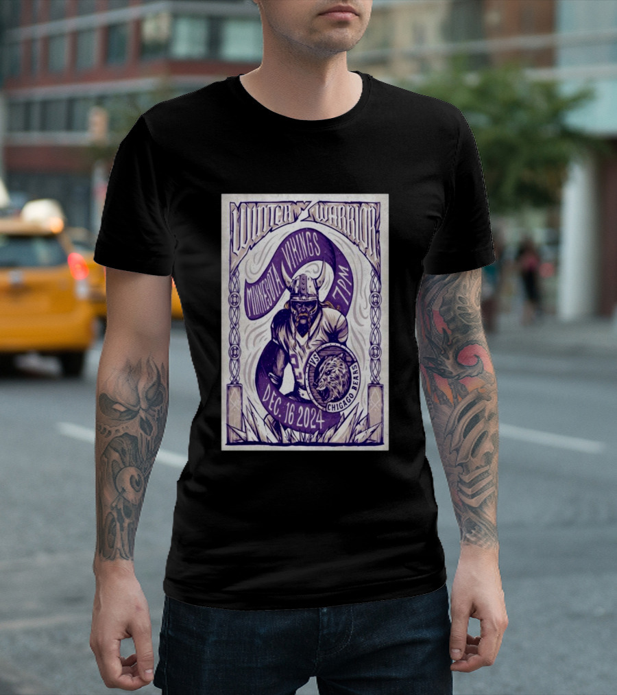 Winter Warrior Minnesota Vikings Vs Chicago Bears Dec 16 2024 7PM T-Shirt