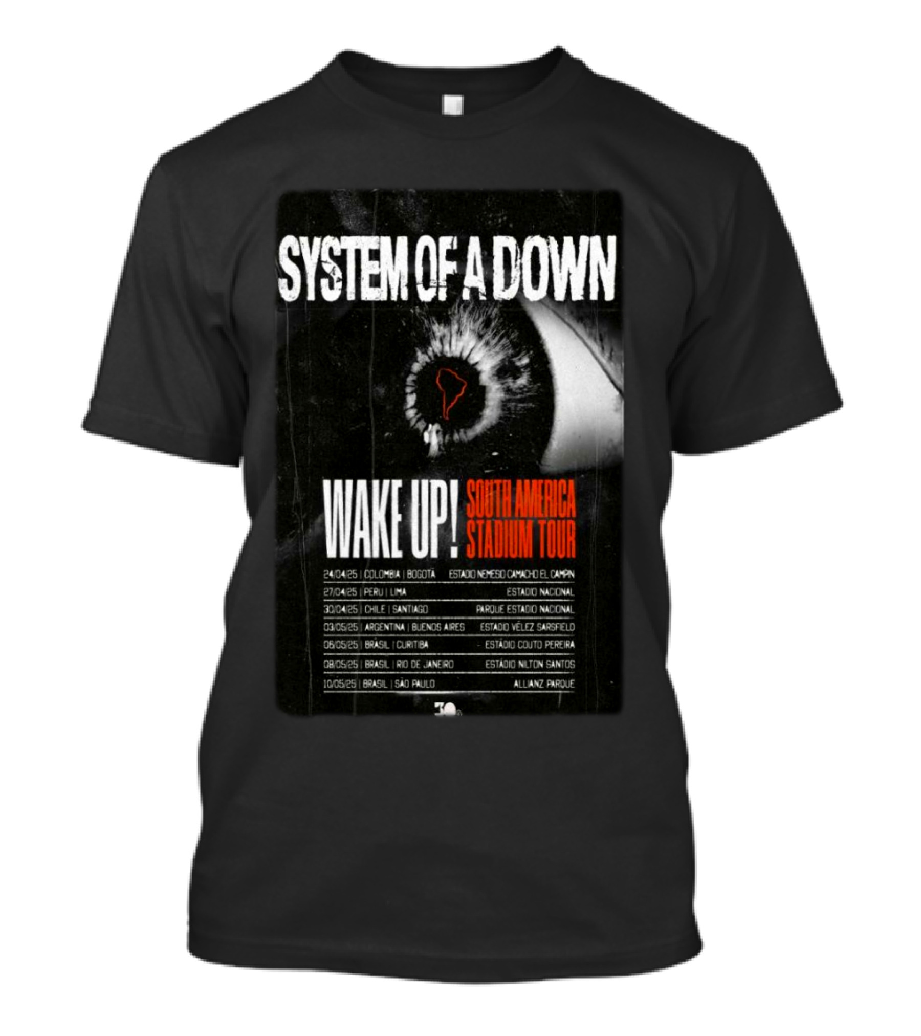 System Of A Down South America Stadium Tour 2025 Wake Up Conver T-Shirt
