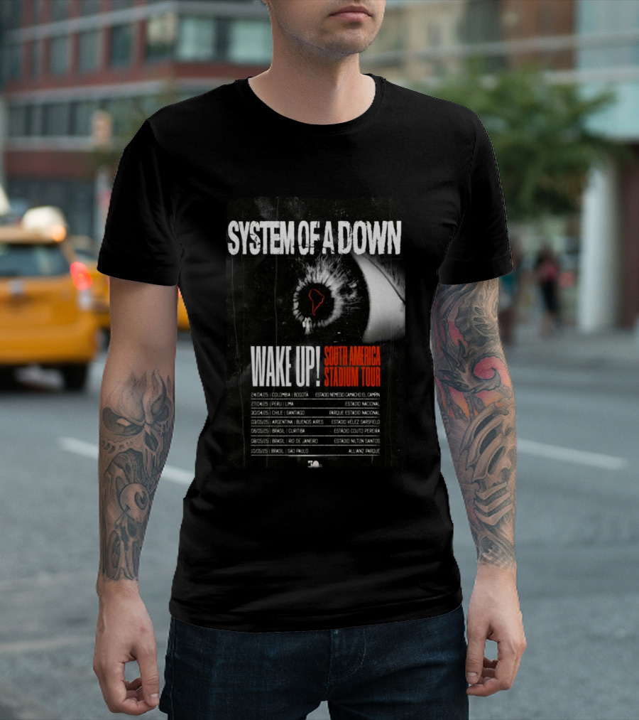 System Of A Down South America Stadium Tour 2025 Wake Up Conver T-Shirt