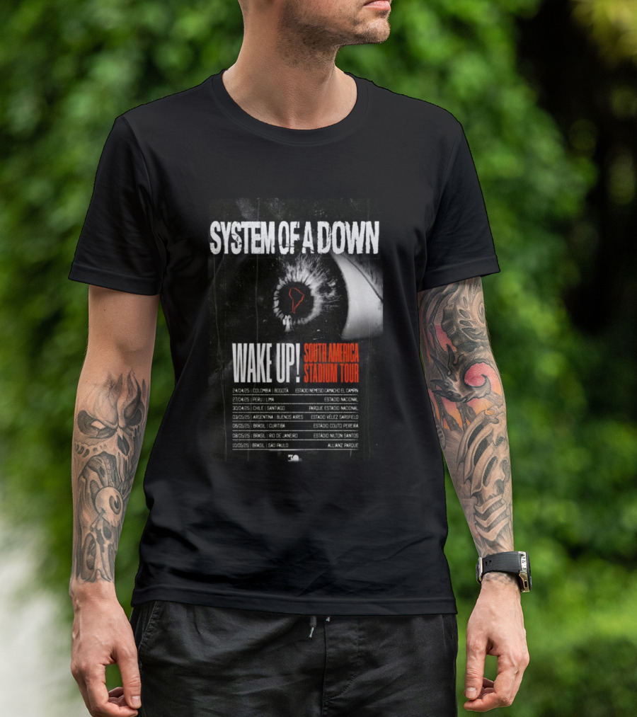 System Of A Down South America Stadium Tour 2025 Wake Up Conver T-Shirt