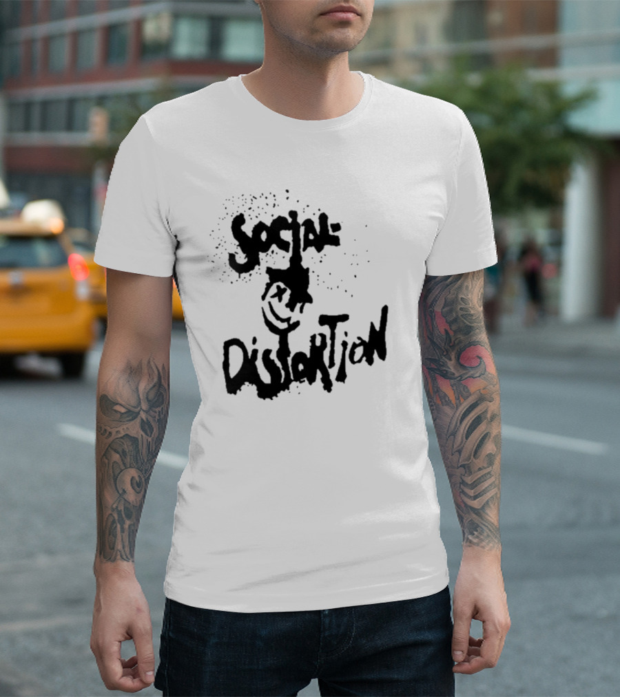 Social Distortion Smiley Logo Black Splatter T-Shirt