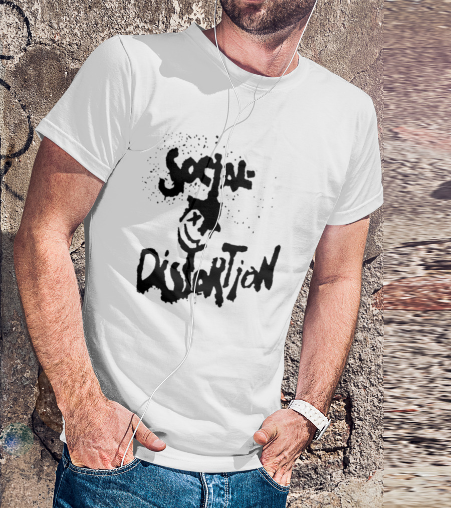 Social Distortion Smiley Logo Black Splatter T-Shirt