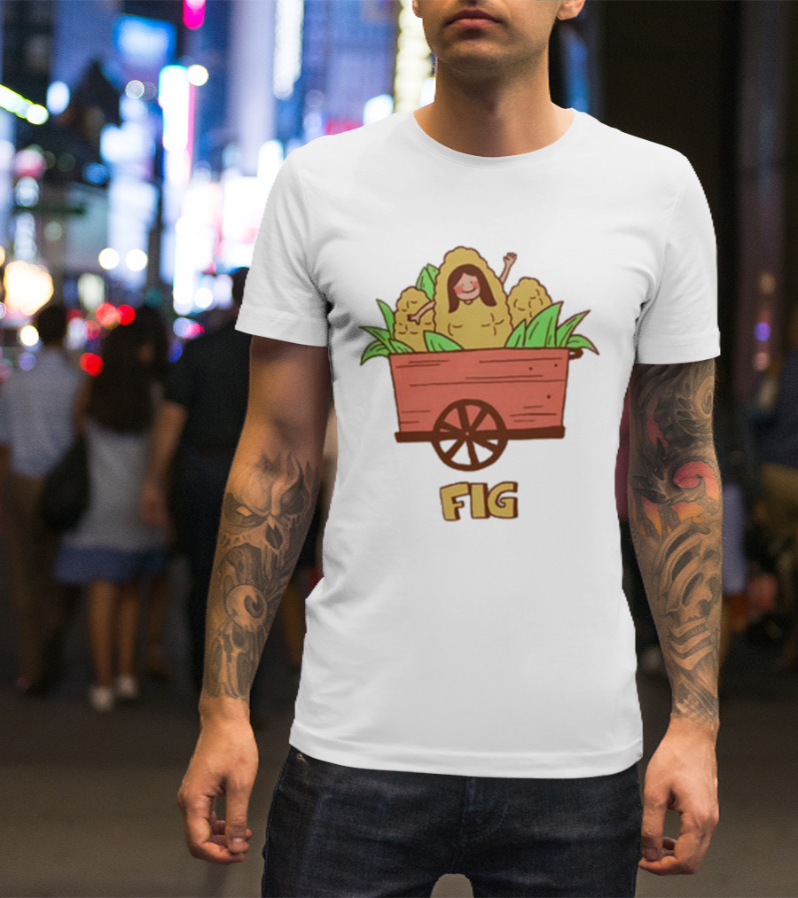FIG Blue Corn Husk Person In Cart T-Shirt