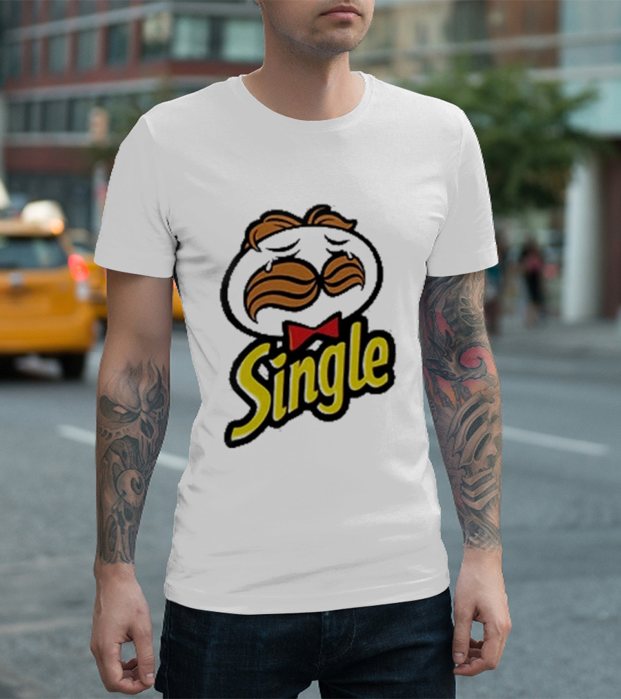 Single Pringle Crying Icon with Mustache and Red Bowtie T-Shirt