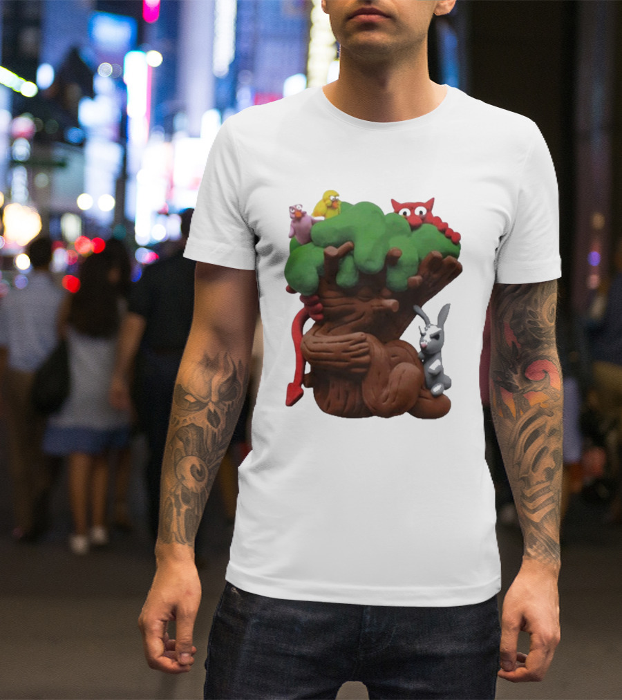 Spookywoods Tree With Animals And Cartoon Creatures T-Shirt