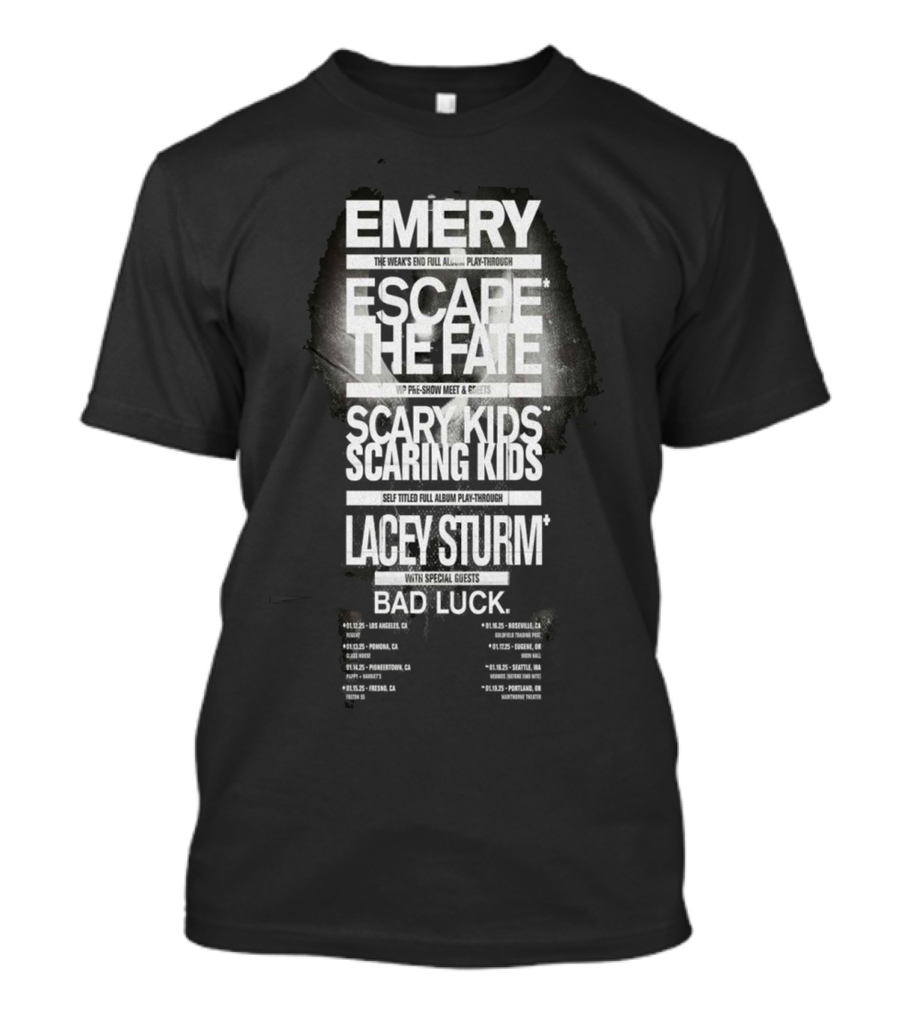 Emery Escape The Fate Scary Kids Scaring Kids Lacey Sturm Tour 2025 Special Guests Bad Luck T-Shirt