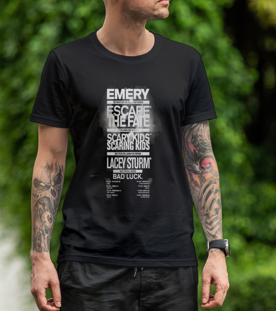 Emery Escape The Fate Scary Kids Scaring Kids Lacey Sturm Tour 2025 Special Guests Bad Luck T-Shirt