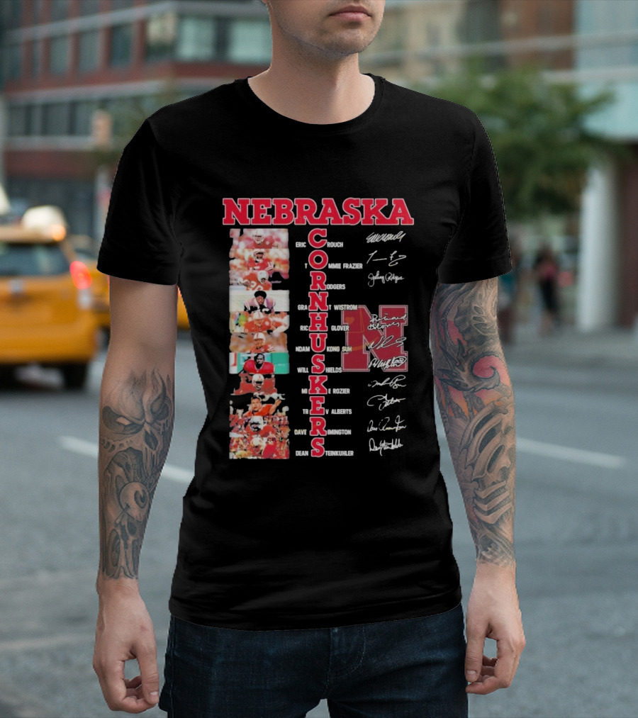 Nebraska Cornhuskers Football Legendary Player Signatures and Photos T-Shirt