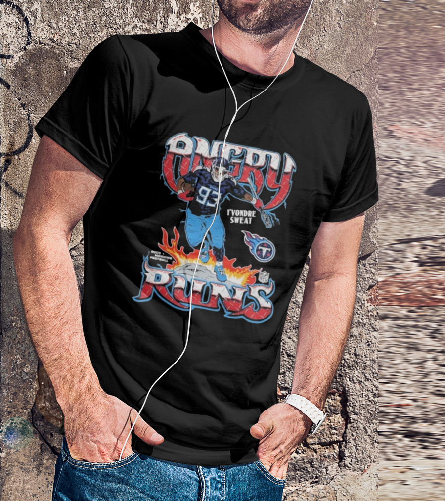 Angry Runs T'Vondre Sweat Tennessee Titans NFL Player Homage Image T-Shirt