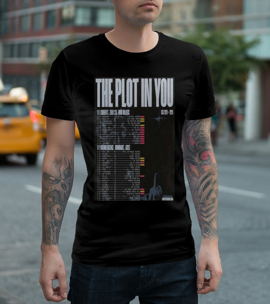 The Plot In You With Currents Zero 9:36 Min/Markers USA 2024-2025 Tour Dates And Locations T-Shirt