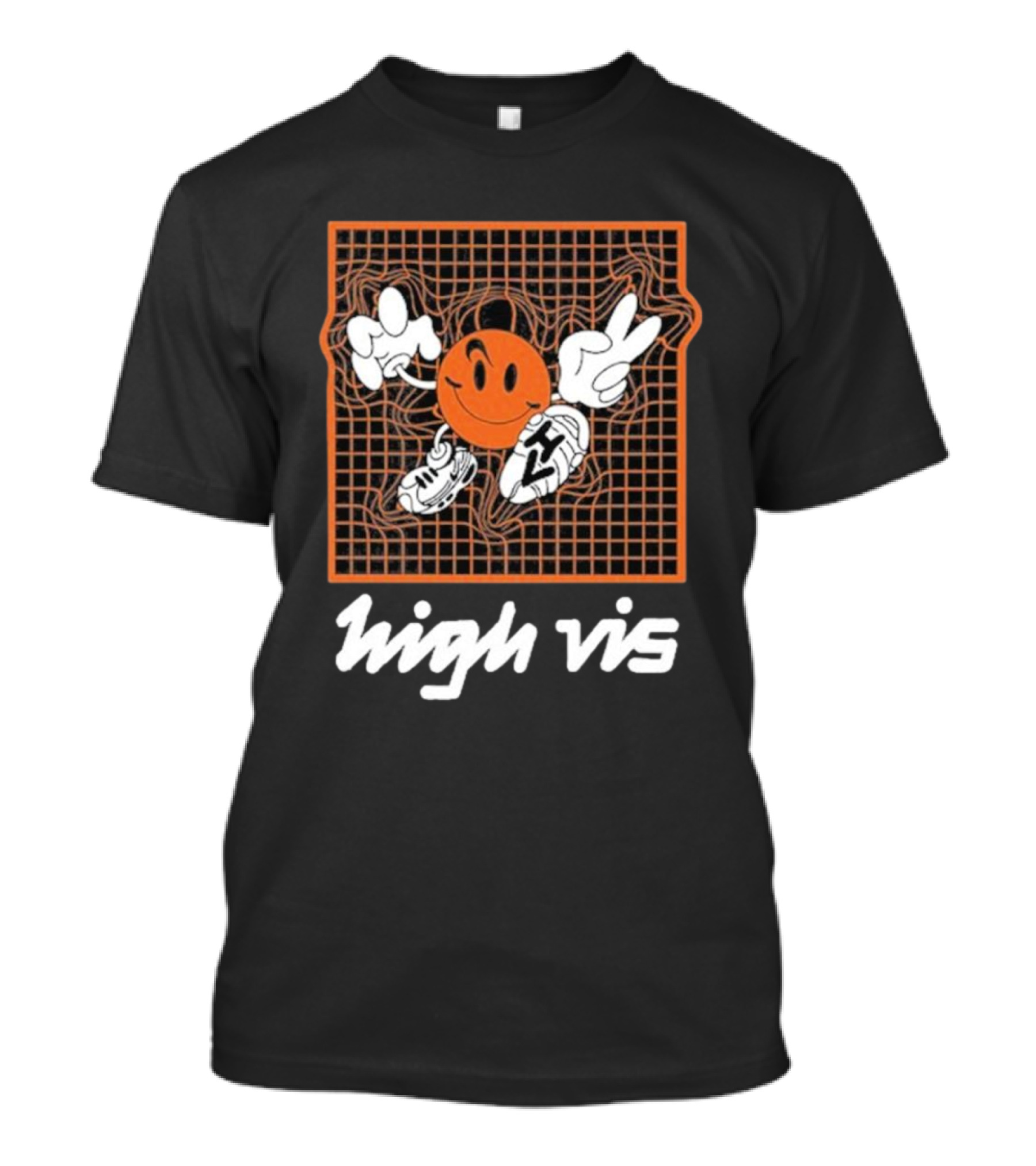 High Vis Retro Grinning Basketball Peace Sneakers T-Shirt