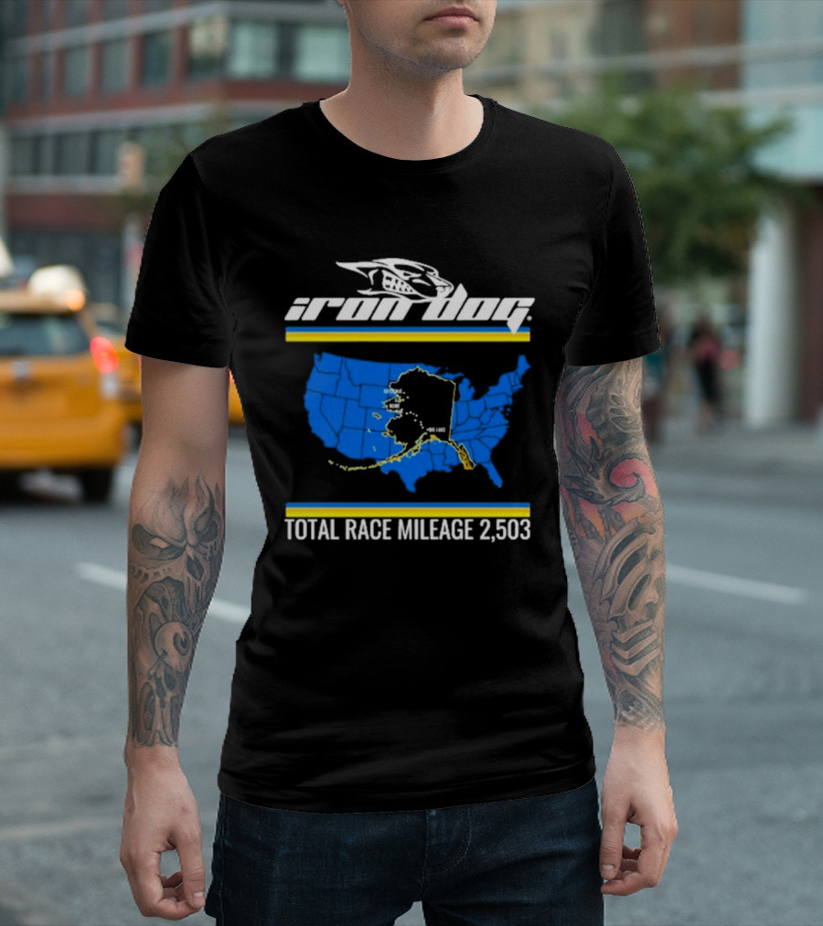 Iron Dog Total Race Mileage 2,503 How Tough Are You With Alaska Map T-Shirt