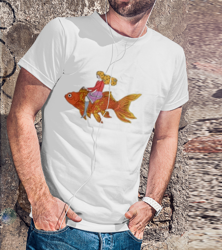 Kate Bollinger Riding Goldfish Retro Style Motif T-Shirt