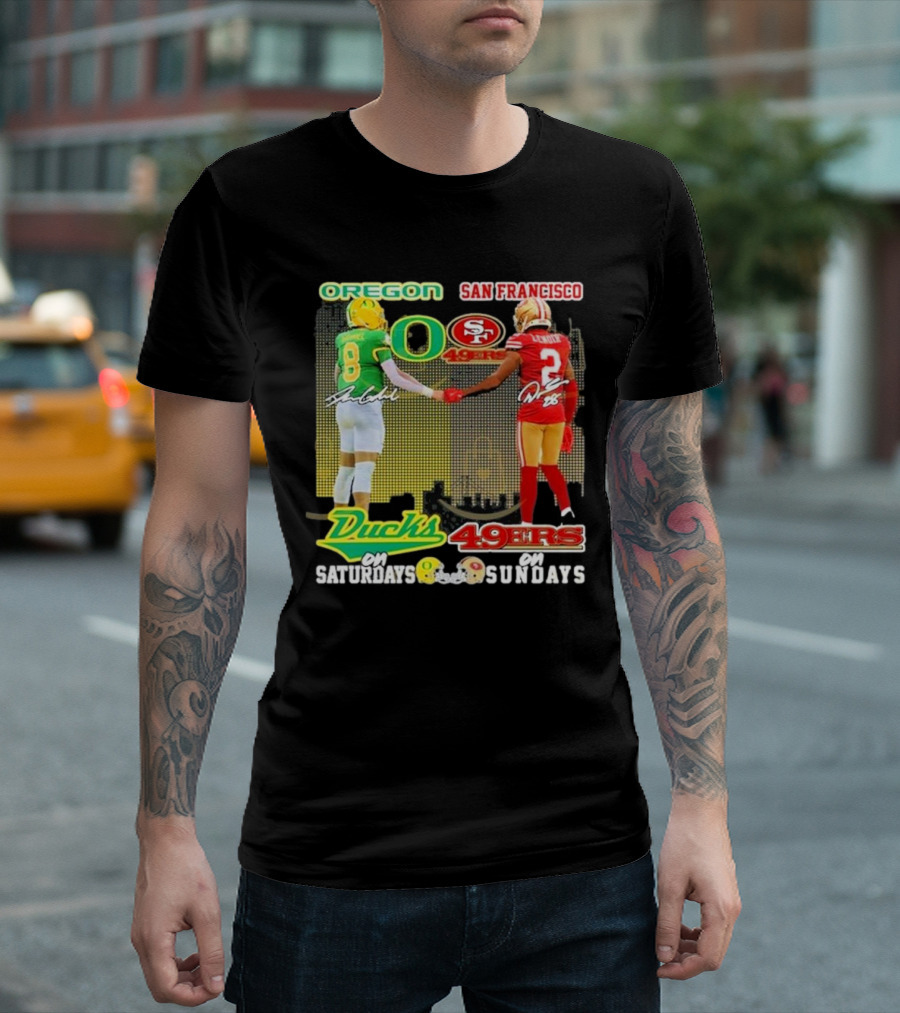 OREGON SAN FRANCISCO DUCKS 49ERS ON SATURDAYS ON SUNDAYS T-Shirt