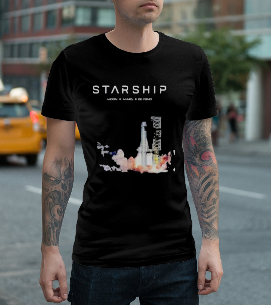 Starship Moon Mars Beyond 2025 Launch Rocket Vision T-Shirt