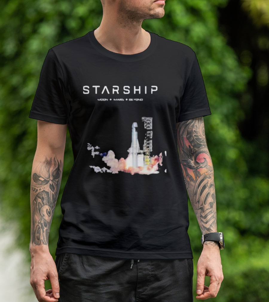 Starship Moon Mars Beyond 2025 Launch Rocket Vision T-Shirt