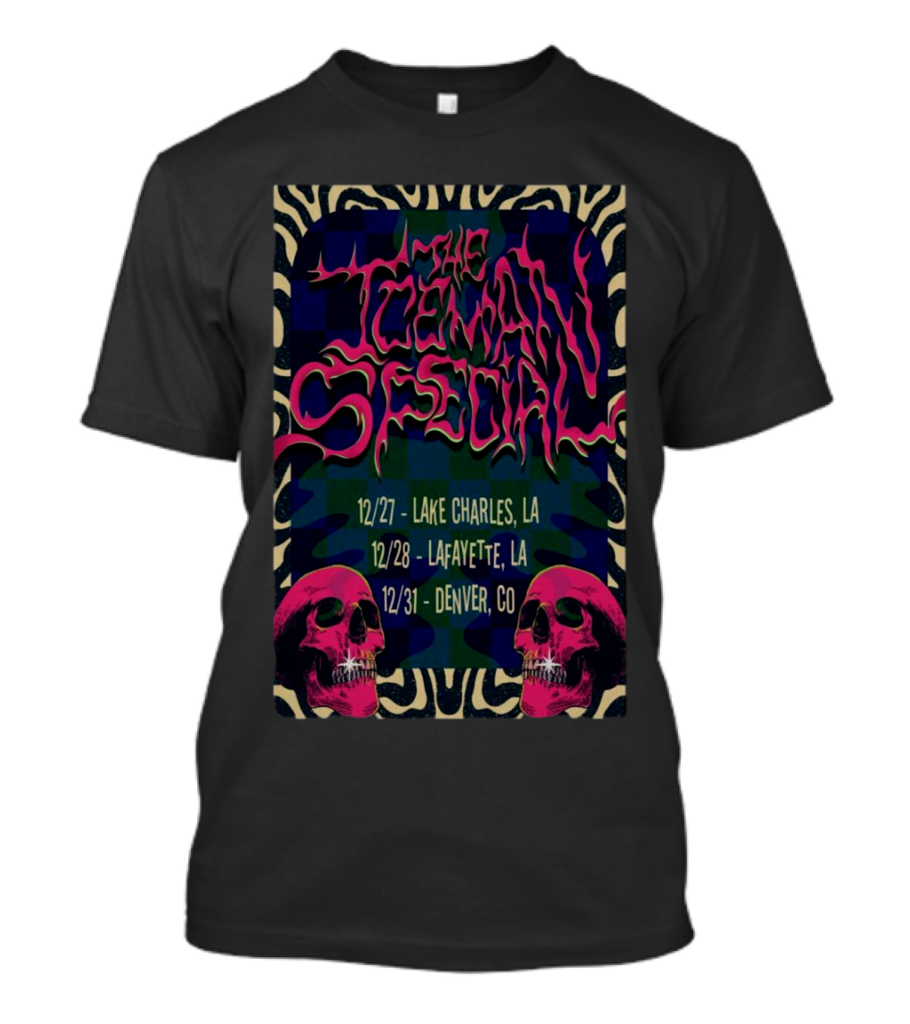 The Iceman Special NYE Shows 2024 Lake Charles Lafayette Denver Skulls Zebra T-Shirt