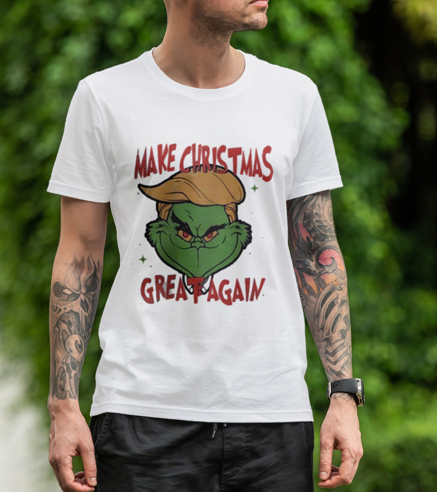 Make Christmas Great Again Trump Grinchmas Holiday Trump Grinch Face T-Shirt