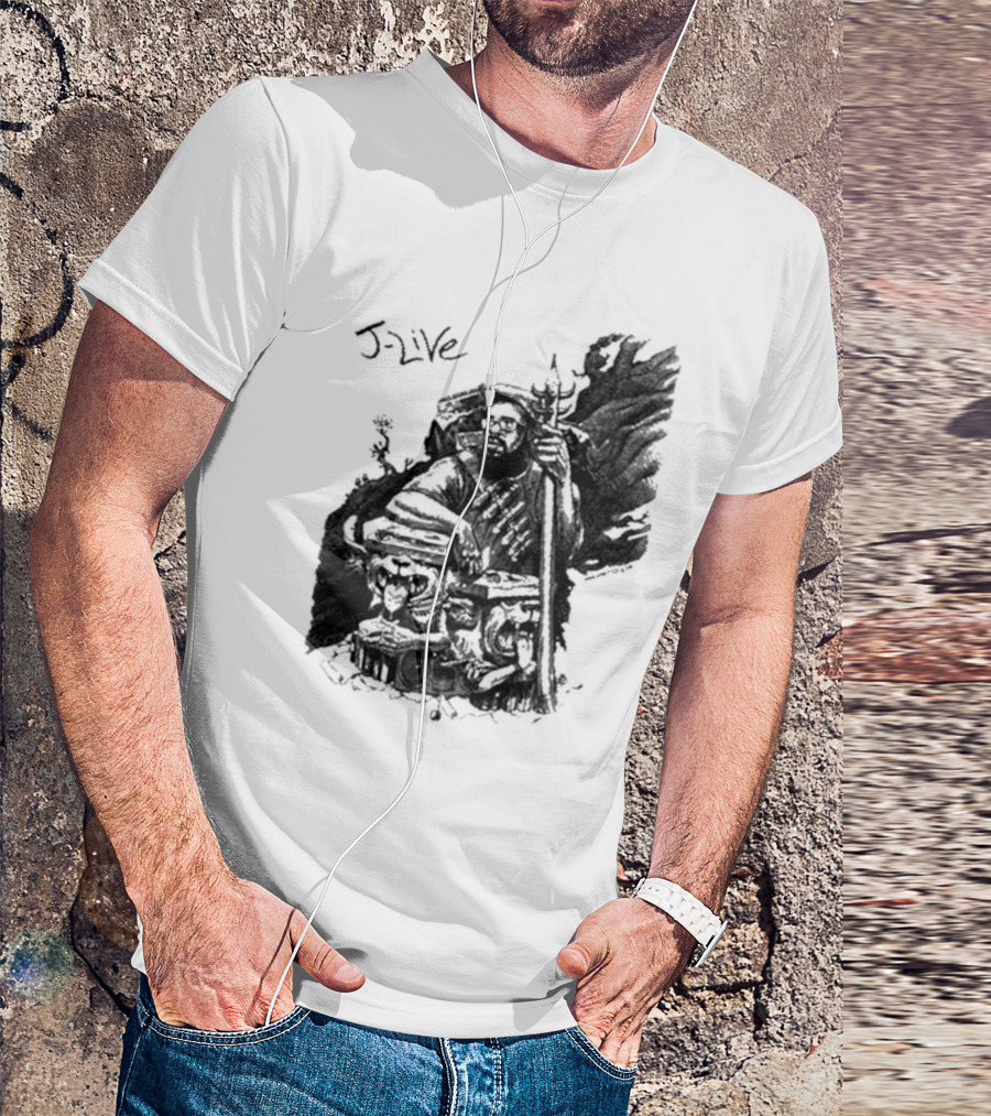 J-Live Realjlive Dan Lish Artwork Featuring Mythical Figures And Detailed T-Shirt