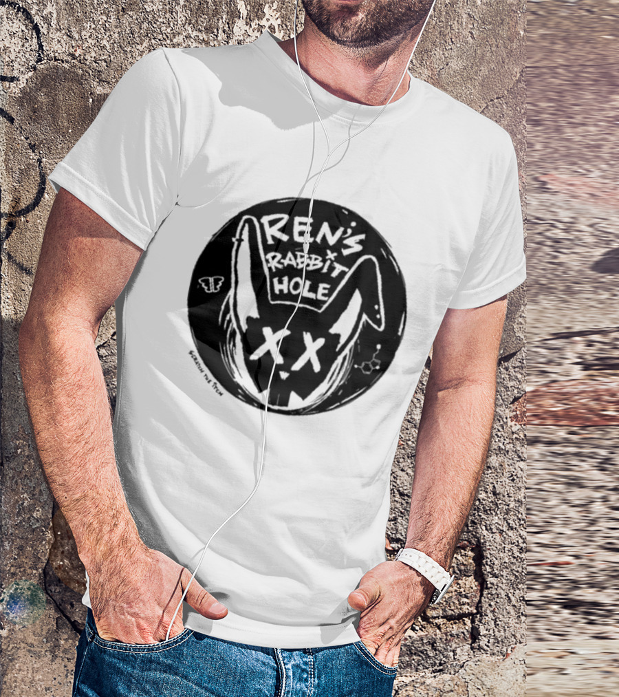 Ren's Rabbit Hole XX Black And White Butterfly Sketch T-Shirt