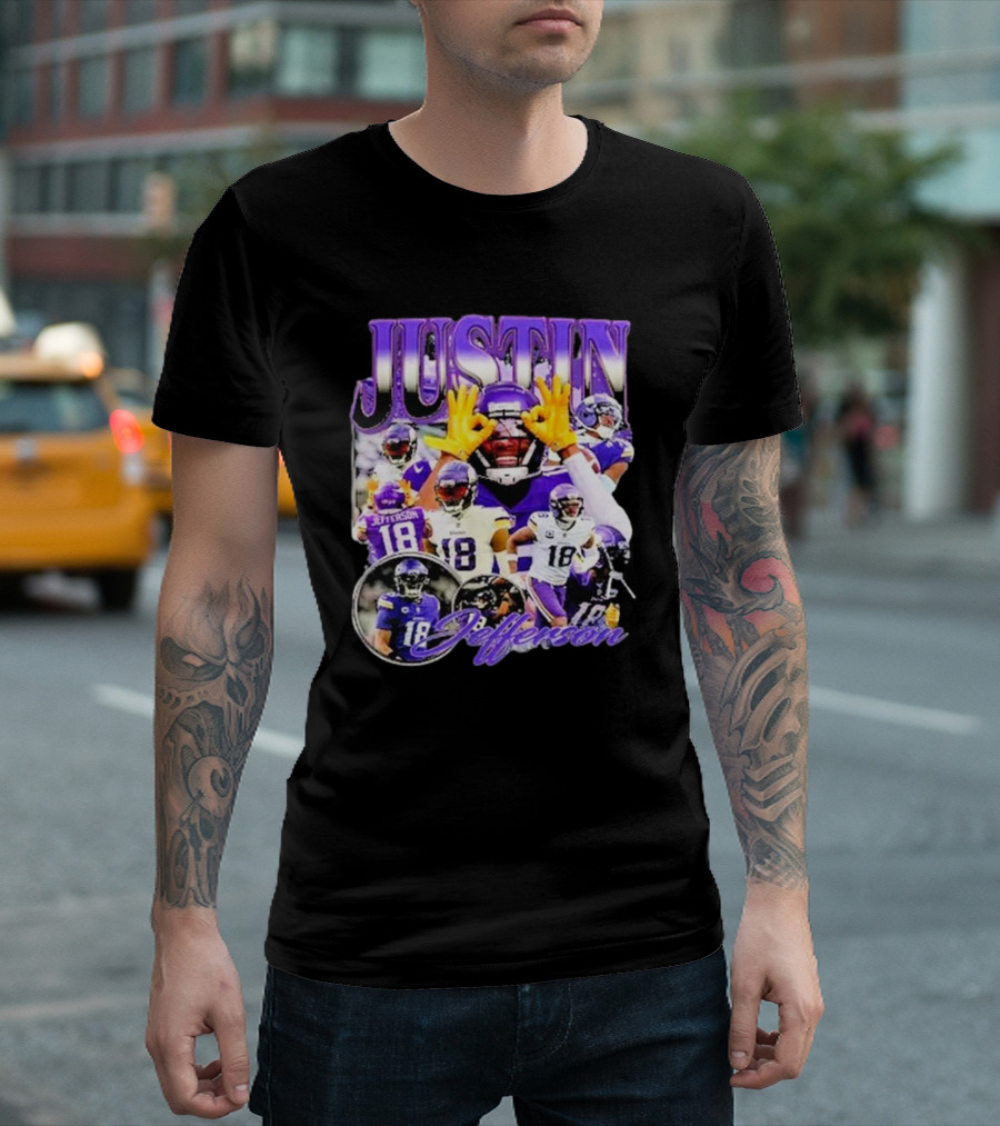 Justin Jefferson Wide Receiver 18 Minnesota Vikings Football Player T-Shirt