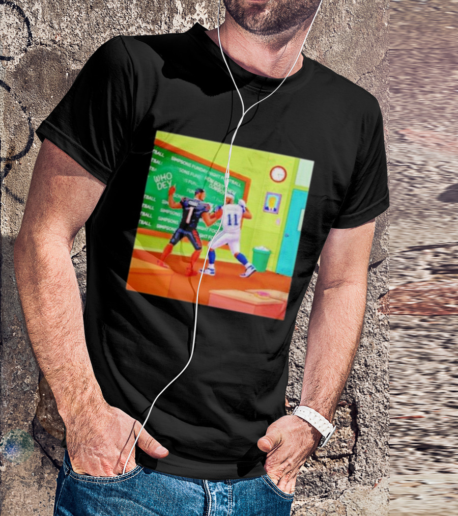 Cowboys Vs Bengals Chase Vs Parsons Simpsons Fun Day Night Football T-Shirt