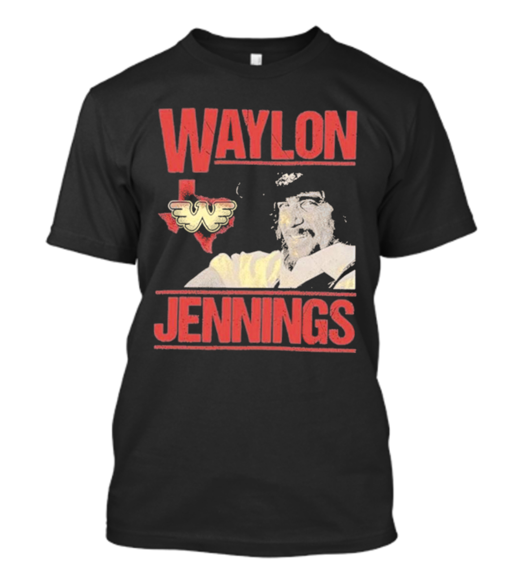 Waylon Jennings Flying W Logo Over Texas T-Shirt