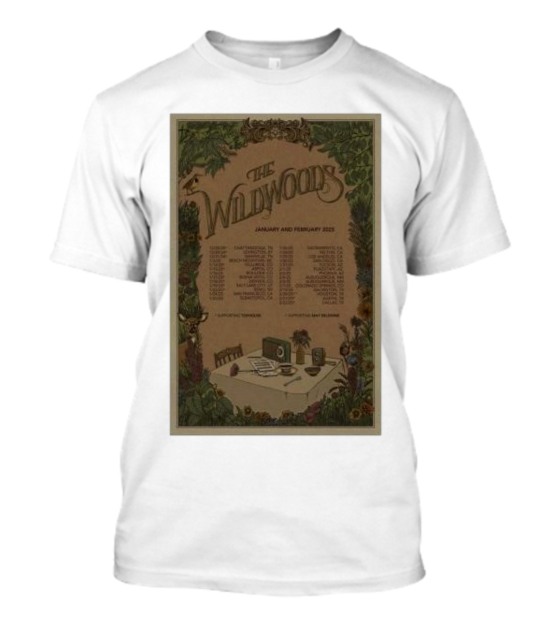 The Wildwoods Tour January And February 2025 Vintage Botanical Table Setting T-Shirt