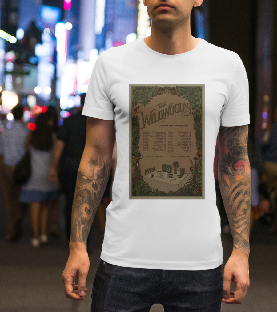 The Wildwoods Tour January And February 2025 Vintage Botanical Table Setting T-Shirt