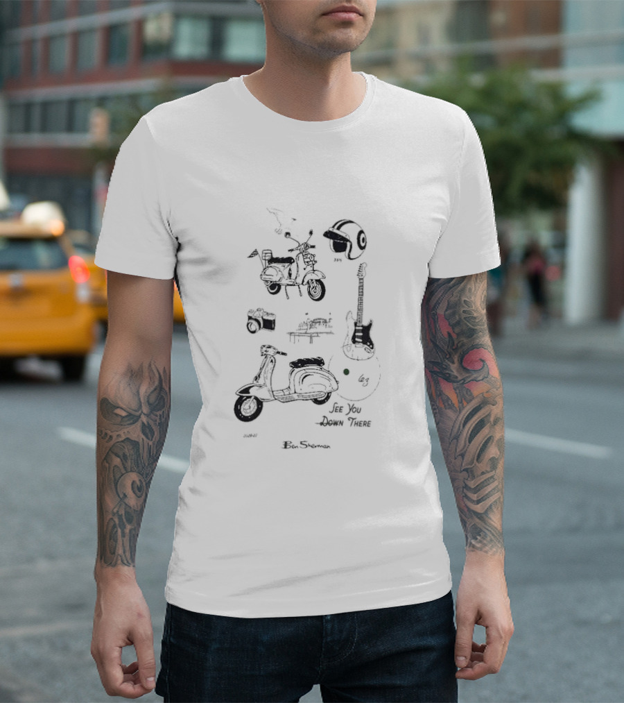See You Down There Ben Sherman Scooter Guitar Helmet Camera T-Shirt