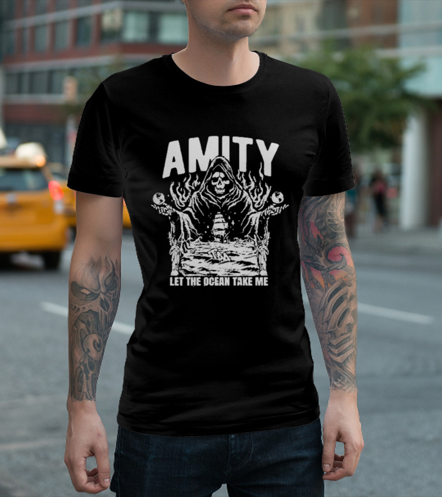 AMITY Let The Ocean Take Me Grim Reaper Ship Skull T-Shirt