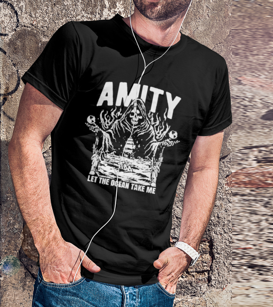 AMITY Let The Ocean Take Me Grim Reaper Ship Skull T-Shirt