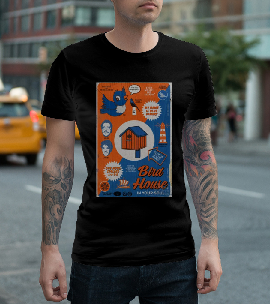 They Might Be Giants Birdhouse Blue Canary John Bird House in Your Soul T-Shirt