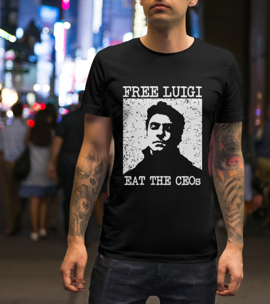 Free Luigi Eat The CEOs Stencil T-Shirt