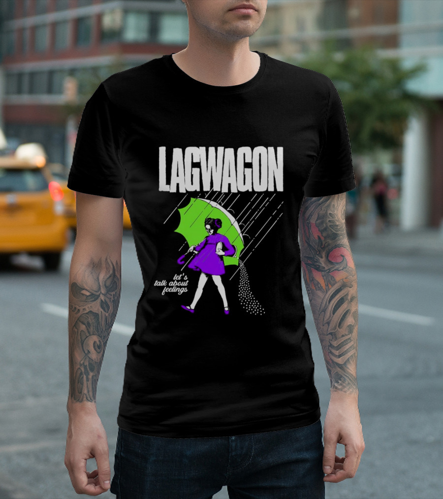 Lagwagon Let’s Talk About Feelings Green Umbrella Rain Girl Salty T-Shirt