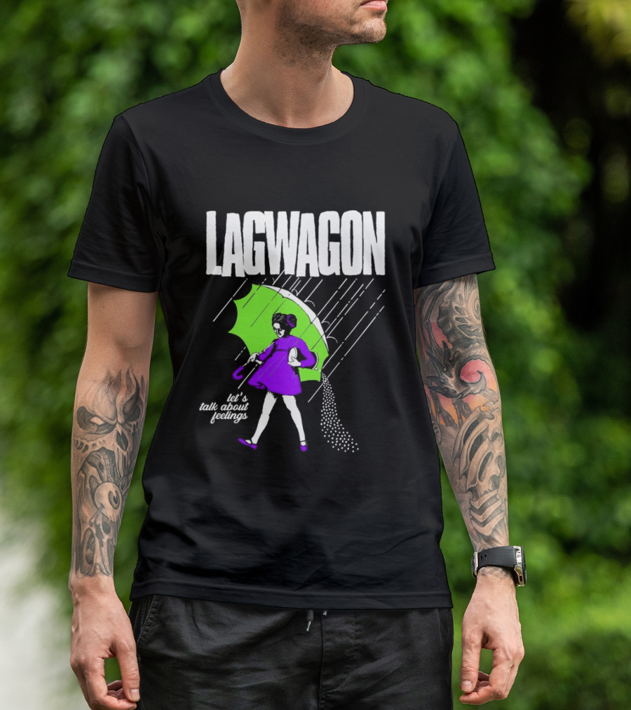 Lagwagon Let’s Talk About Feelings Green Umbrella Rain Girl Salty T-Shirt