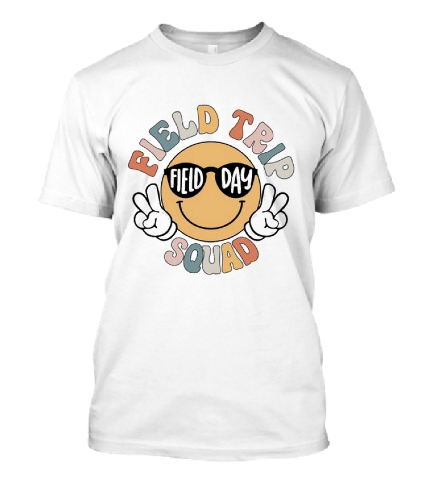 Field Trip Squad Field Day Smiley Peace Sign T-Shirt