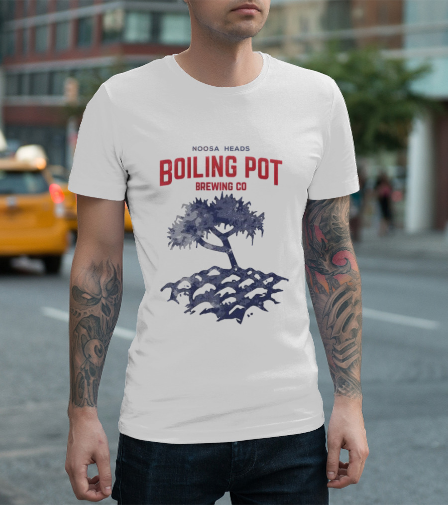 Noosa Heads Boiling Pot Brewing Co Tree and Waves T-Shirt