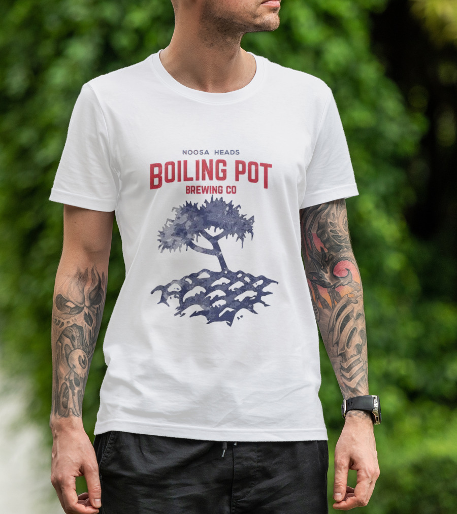 Noosa Heads Boiling Pot Brewing Co Tree And Waves T-Shirt