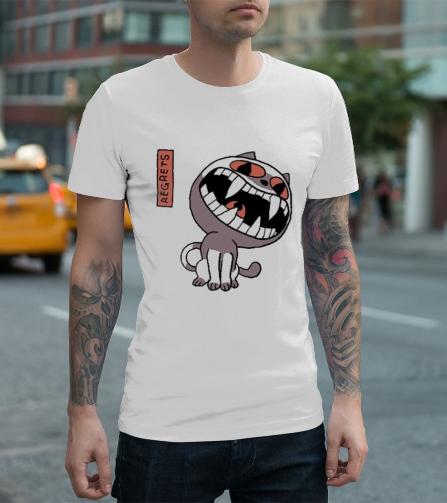 Off Herald of Regrets Cartoon Cat Image T-Shirt