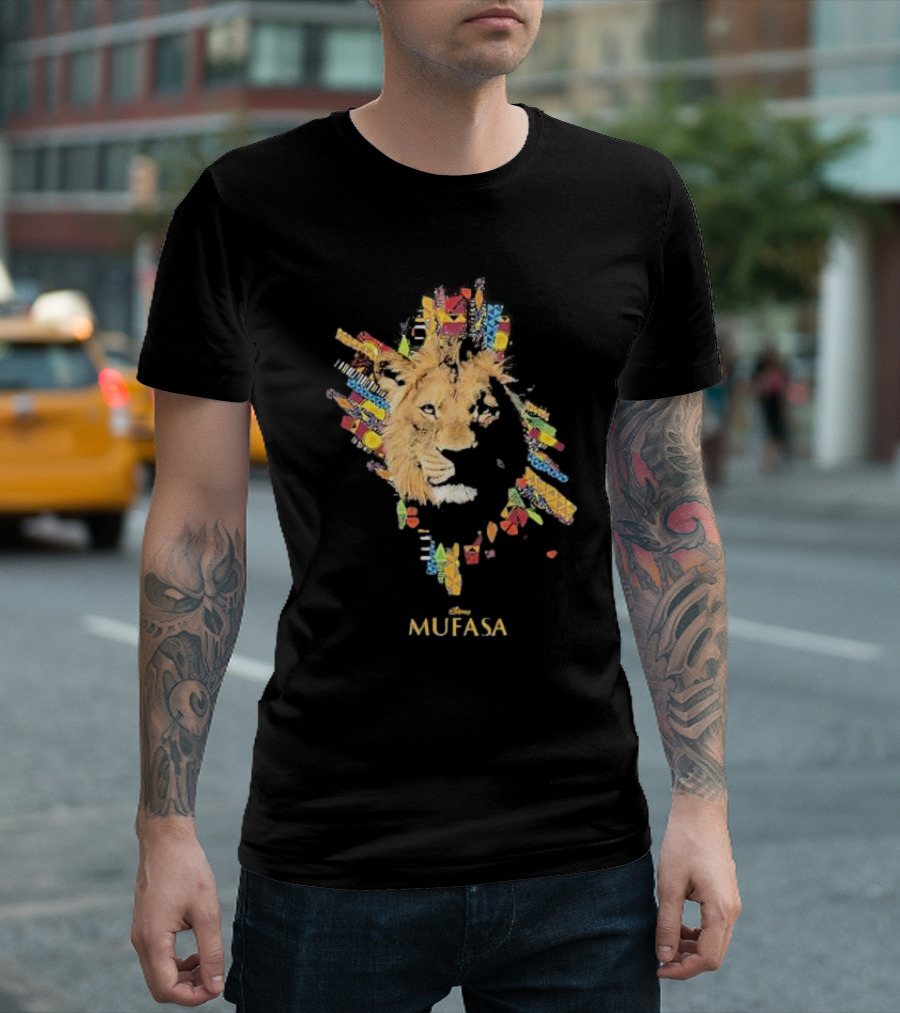 Disney Mufasa Legacy Of The Pride Lands Vibrant Tribal Lion Face T-Shirt