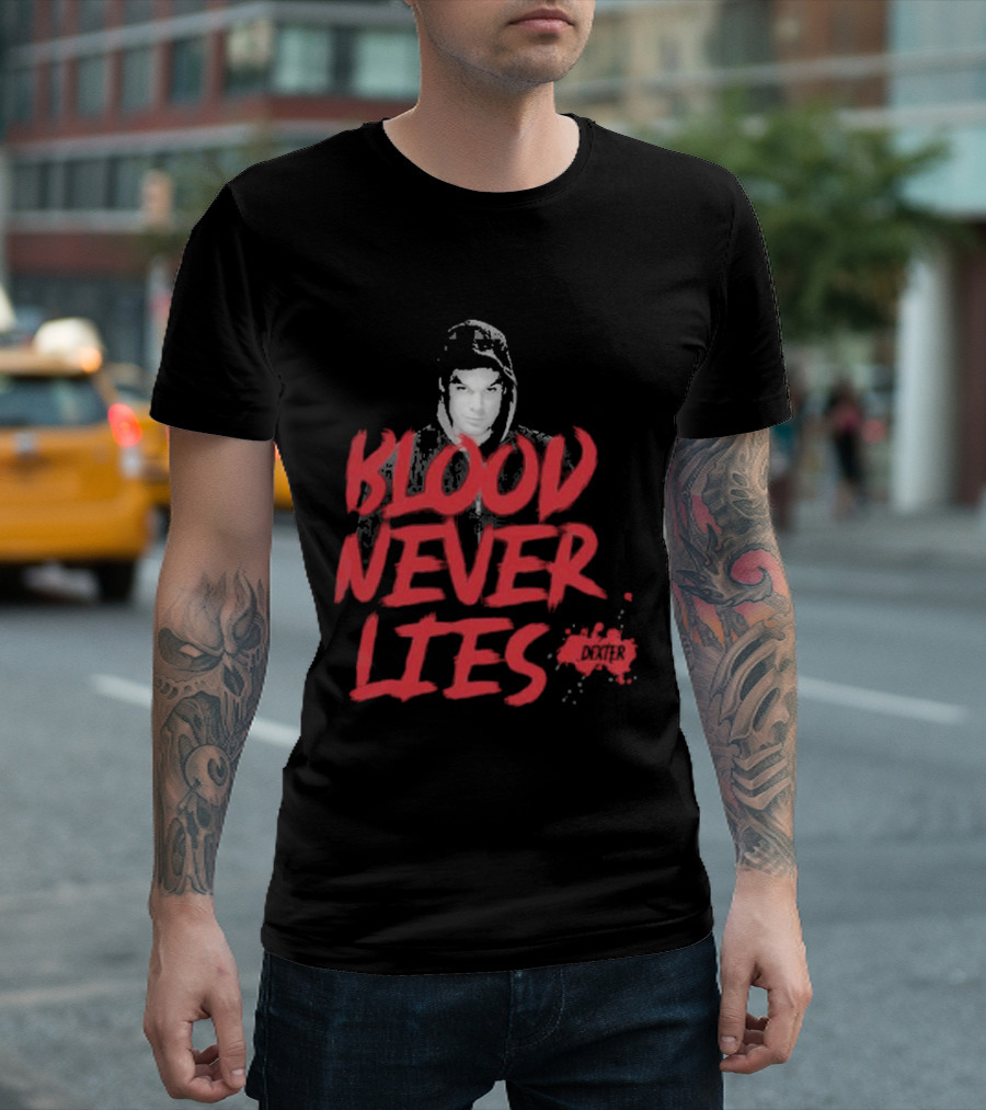 Dexter Blood Never Lies Hoodie Portrait Spatter T-Shirt