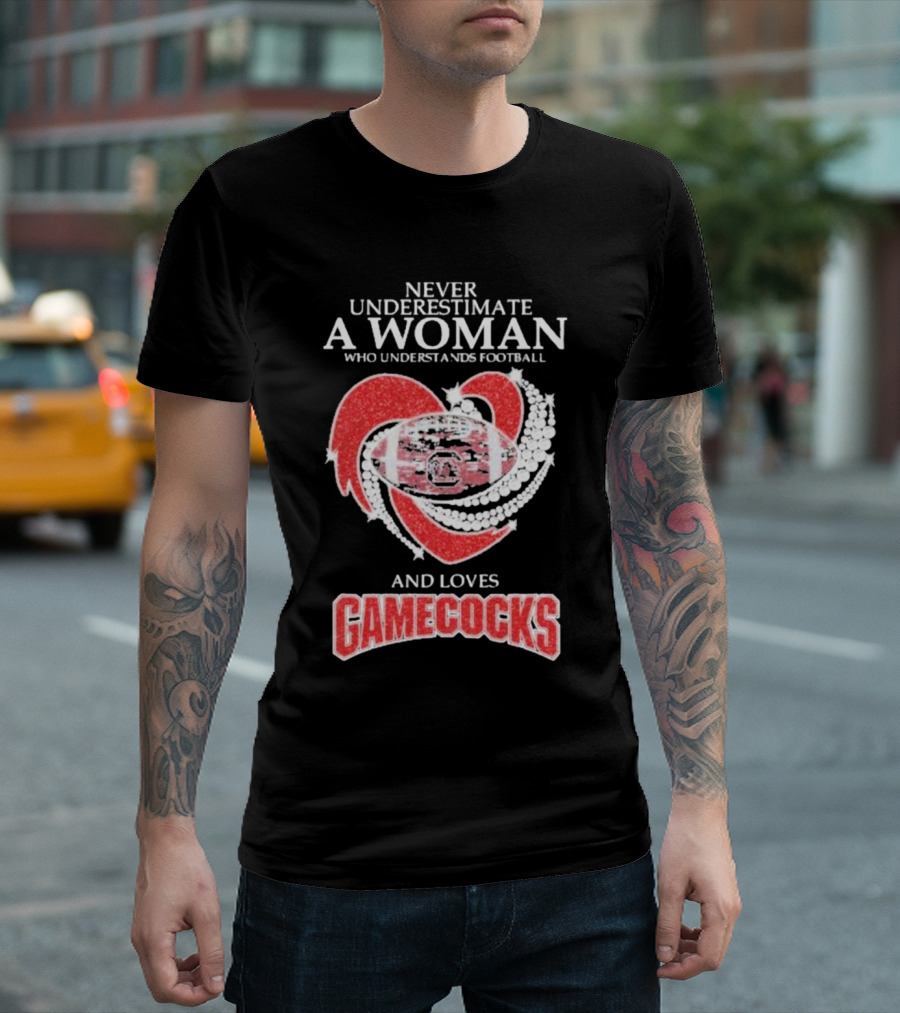 Never Underestimate A Woman Who Understands Football And Loves Gamecocks T-Shirt
