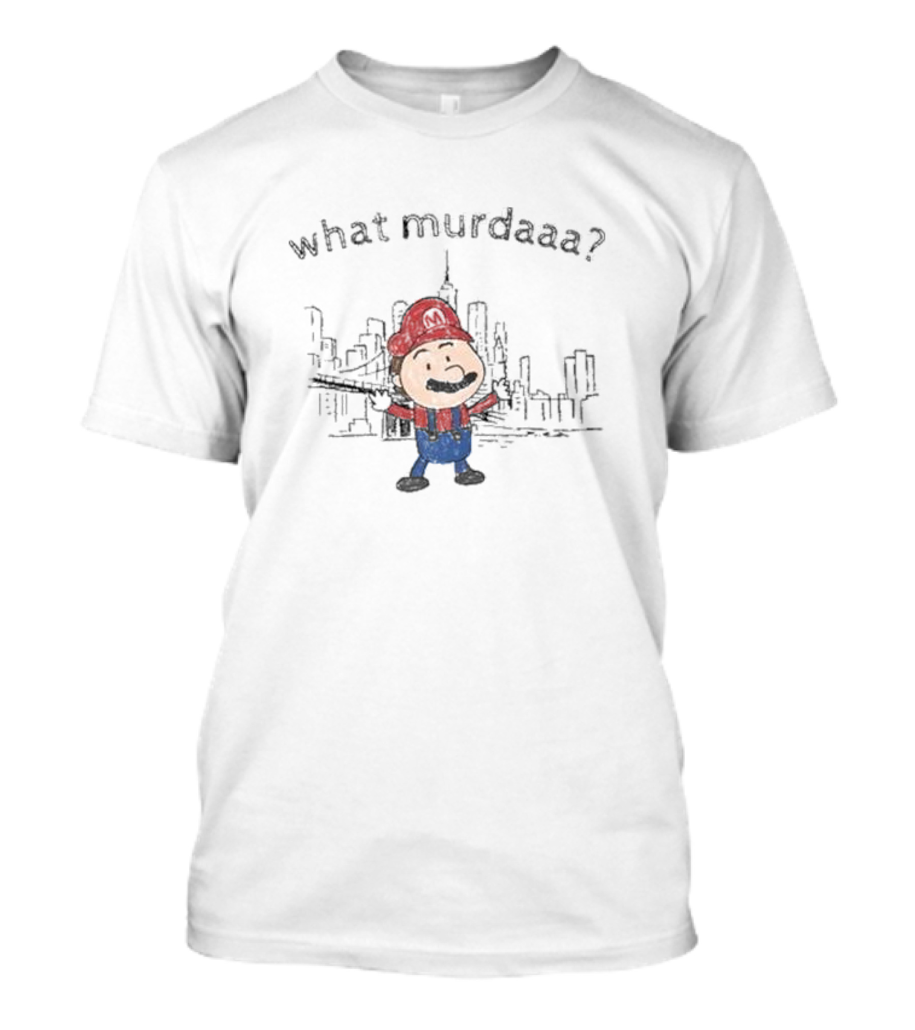 Super Mario What Murdaaa Cityscape Sketch T-Shirt