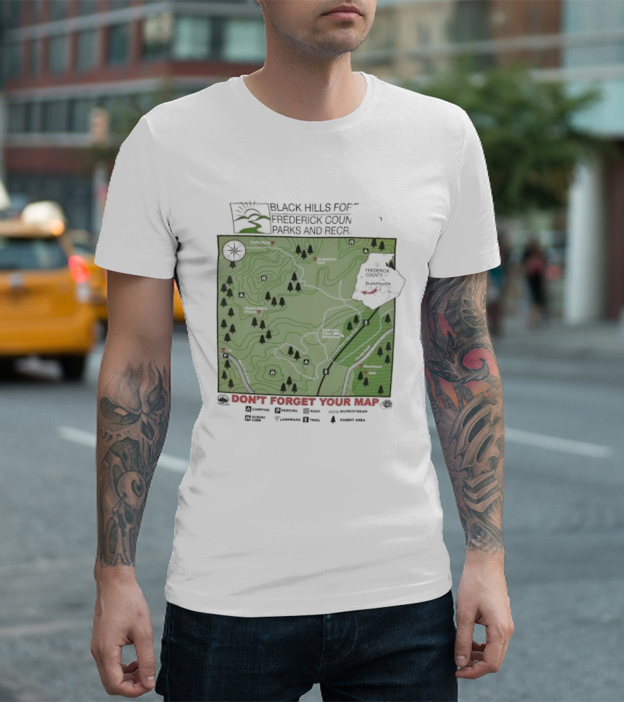 Black Hills Forest Frederick County Parks and Rec Map Burkeville Don’t Forget Your Map T-Shirt