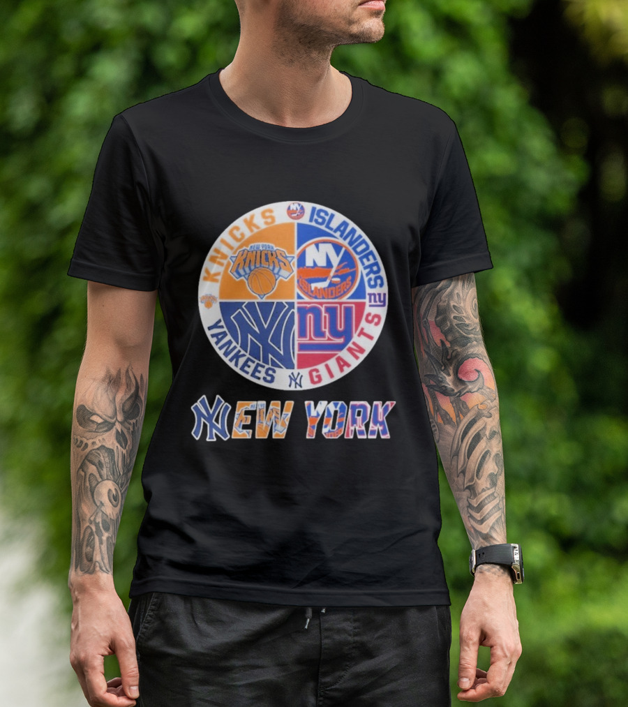 New York Knicks Islanders Yankees Giants Sports Fan Collection T-Shirt
