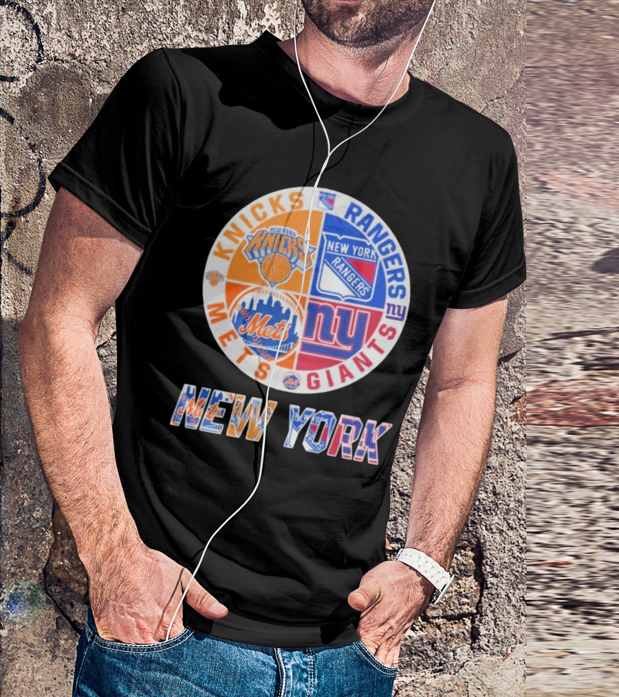 New York Knicks Rangers Mets Giants Mashup T-Shirt
