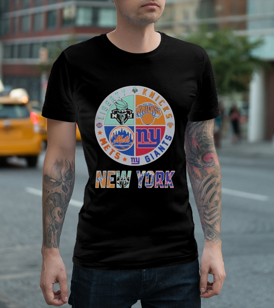 New York Liberty Knicks Mets Giants Yankees T-Shirt